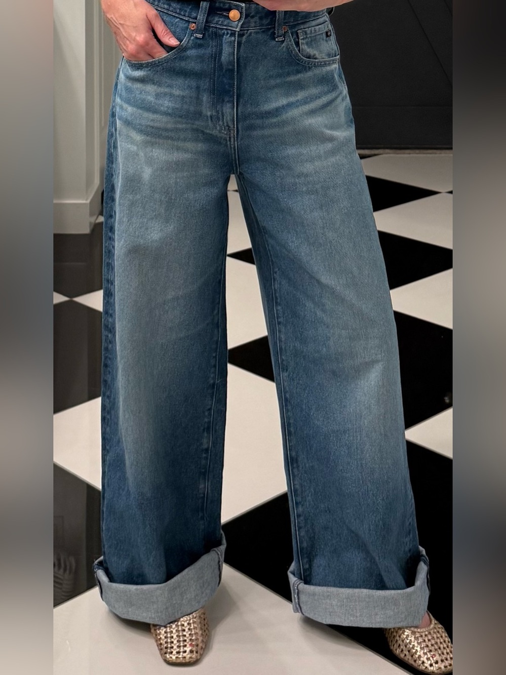 Ag Adriano Goldschmied Deven High Waist Ultra Wide-Leg Denim sz 26 - Picture 9 of 10
